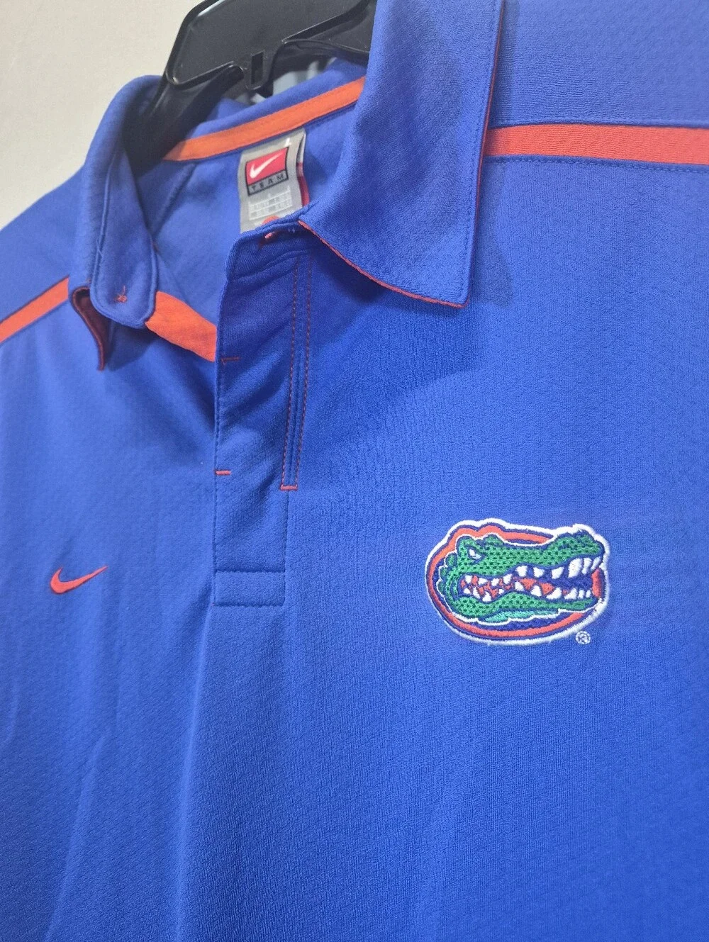 Nike Team Florida Gators Dri-FIT Polo Shirt Blue Orange Embroidered Men's Large